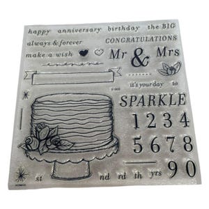 CTMH Acrylic Stamp Set Its Your Day to Sparkle Birthday Cake Banner Anniversary