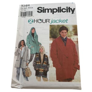 Simplicity Sewing Pattern 9744 Misses 2-Hour Jackets Winter XS S M 6-16 Uncut