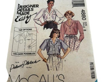 Wykrój bluzki McCall's 4880 – rozmiar 8 – lata 90.