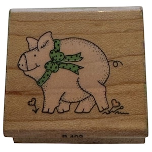 Héros Arts Tampon En Caoutchouc À Pois Noeud Cochon Ferme Animal Coeur Fleurs Drôle