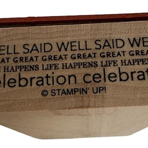 Stampin Up Rubber Stamp Block: Celebration Phrases