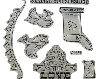 CTMH My Acrylix Acrylic Stamp Set Lots of Love Occasions Letter Writing Mailbox