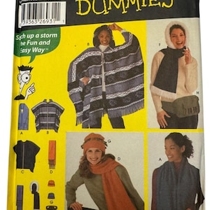 Simplicity Sewing Pattern for Dummies 5433 Poncho Scarf Hat Fanny Pack Bag Uncut