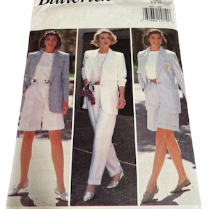 May include: Butterick sewing pattern envelope featuring three women modeling suits and shorts. The envelope has the number 6651 and the text "PATTERN/PATRON". The models are wearing white, blue, and patterned blazers and shorts.