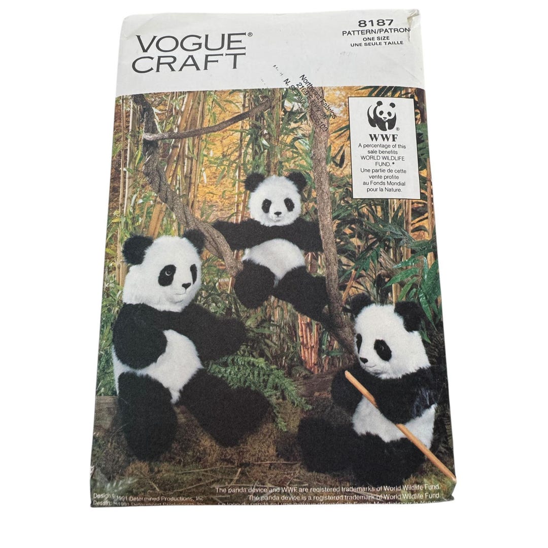 Vogue Craft Sewing Pattern 8187 Panda Bear Plush Toy Stuffed Animal ...