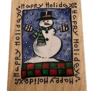 Stempel Fijne Feestdagen Sneeuwpop Kerst Wintergroet Sneeuw