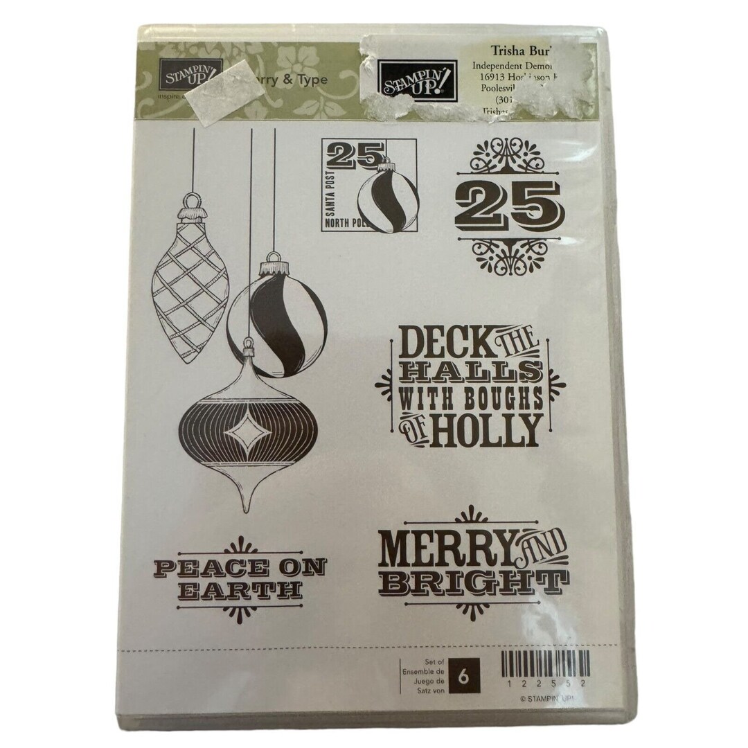 Stampin up Clear Mount Rubber Stamp Set Christmas Merry and Type ...