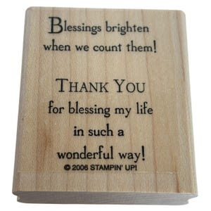Stampin Up Rubber Stamp Blessings Brighten Thank You Card Making Friendship Word
