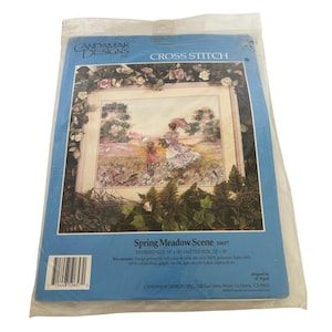 Candamar Designs Cross Stitch Kit Spring Meadow Scene Mother Daughter Spring