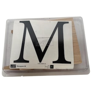 Stampin Up-stempel monogram grote letter M jumbo groot alfabet, op hout gemonteerd