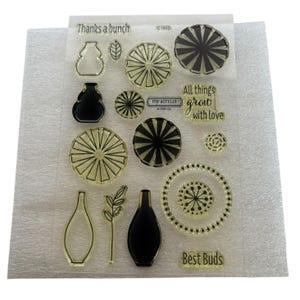 CTMH Acrylic Stamp Set A Bunch of Thanks Flower Vase Best Buds Pun My Acrylix