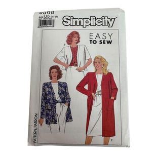 May include: A Simplicity sewing pattern, size U5 (16-24), featuring illustrations of women's jackets and dresses. The cover displays a white background with the text "EASY TO SEW". The pattern includes a variety of jacket styles.