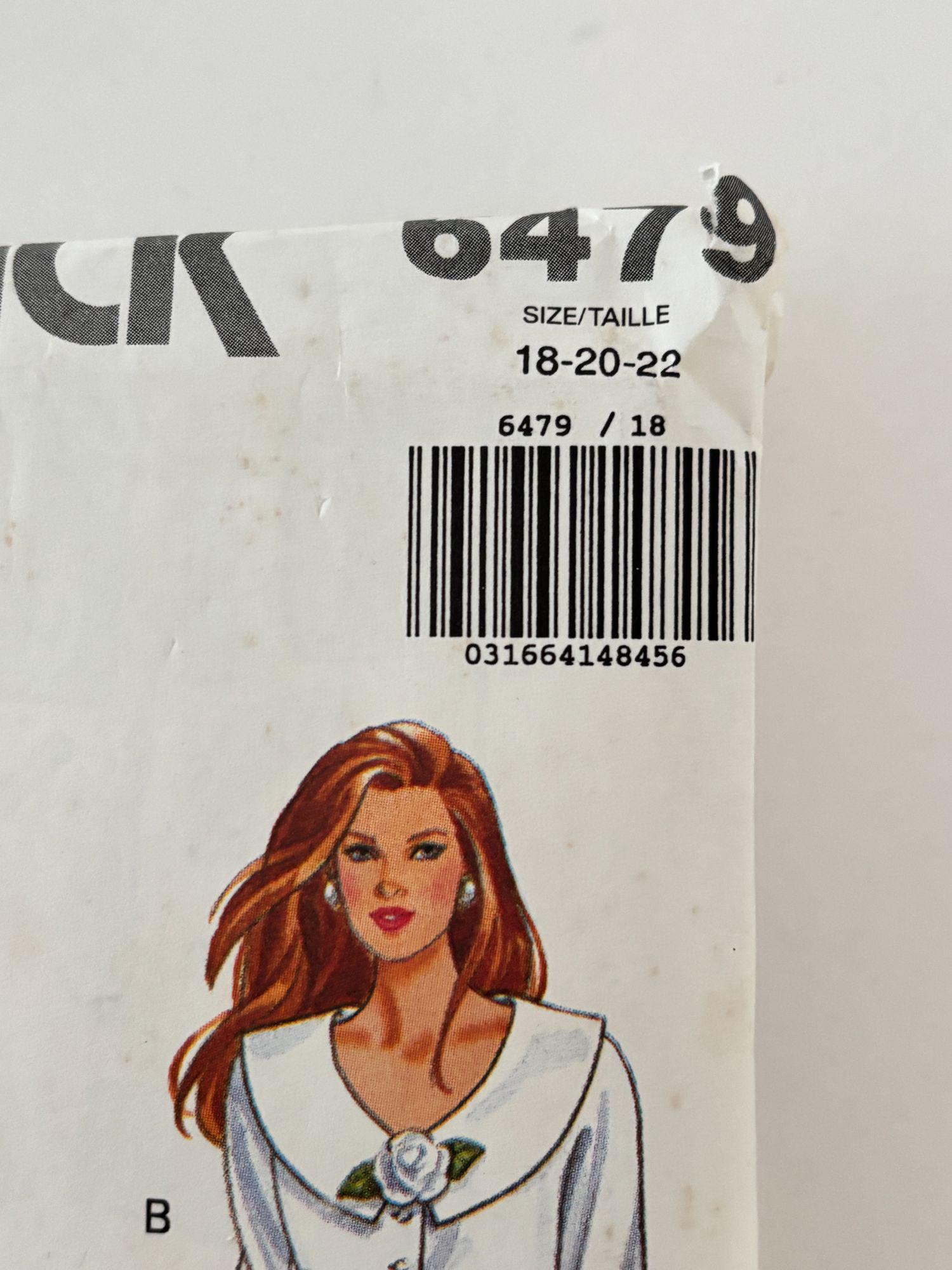 Butterick Sewing Pattern 6479 90s Wide Leg Pants Power Blouse Outfit 18 ...