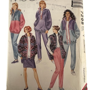 Wykrój krawiecki McCalls 7298 Misses Kurtka Kamizelka Top Spódnica Spodnie Lata 90. XX wieku S M L Nierozcięte