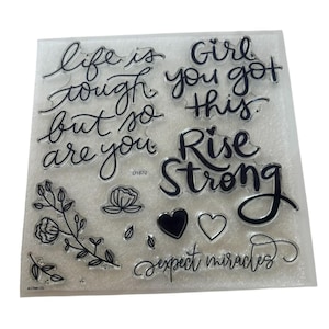 CTMH Il mio set di timbri acrilici Acrylix Rise Strong La vita è dura ma lo sei anche tu Cuore