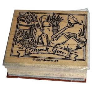 Tampon en caoutchouc Stampin Up Merci pour la fabrication de cartes Jardin Jardinier Arrosoir Oiseau