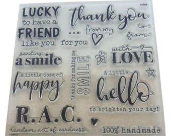 CTMH Acrylic Stamp Set Random Act of Cardness Handmade Card Making Words For You