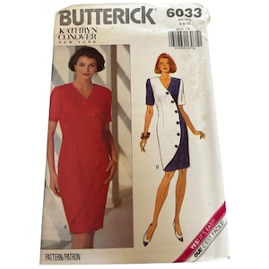 Butterick Sewing Pattern 6033 Work Dress Career Button Trim Easy Uncut 6 8 10