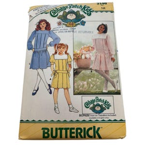 Butterick Sewing Pattern 3140 Cabbage Patch Kids Doll Girls Dress Vintage 1980s