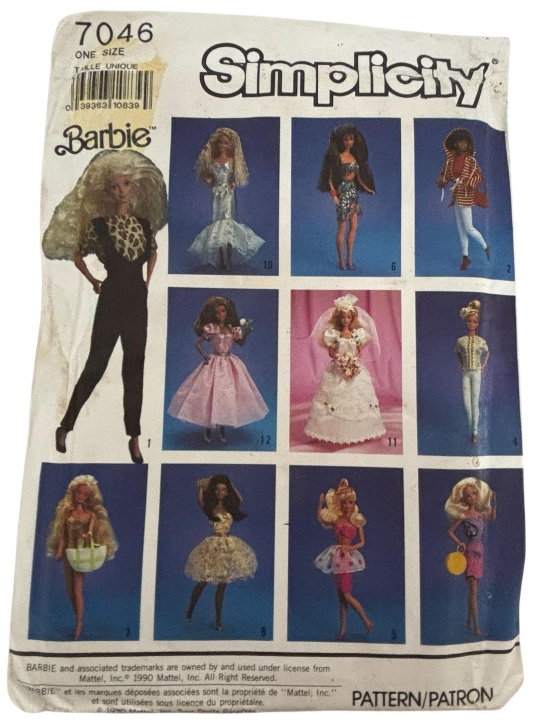 Simplicity Sewing Pattern 7046 Barbie Doll Clothing Clothes Wedding ...