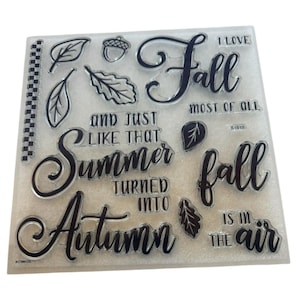 CTMH acrylstempelset Autumn is in the Air Zomer veranderd in herfst eikelblad