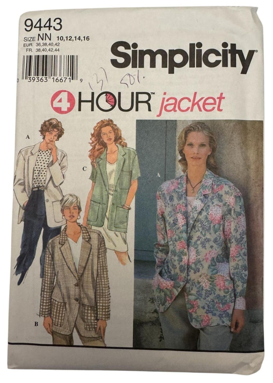 Simplicity Sewing Pattern 9443 Jacket Blazer Work 4 Hour Casual 10 12 ...