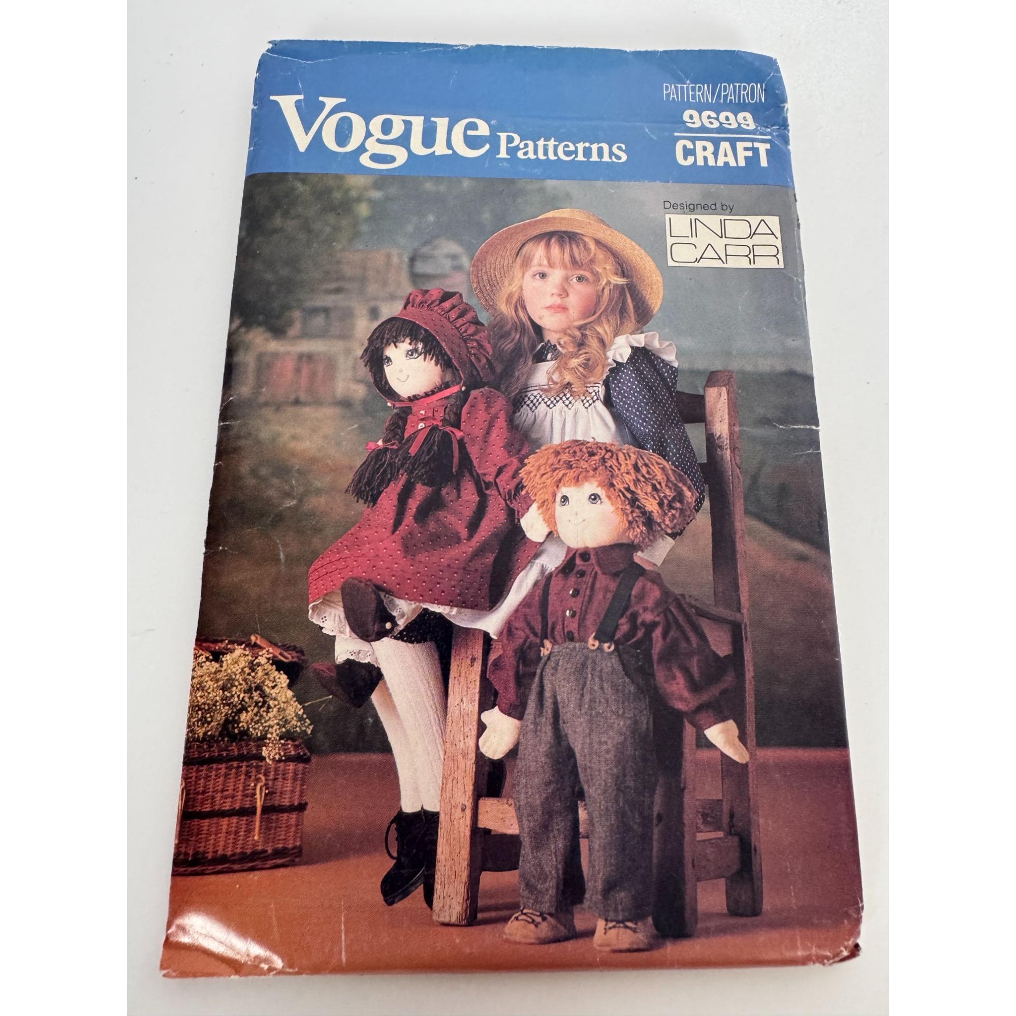 Vogue Sewing Pattern 9699 Doll Clothes Clothing Pioneer Early