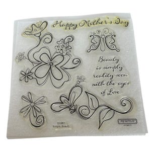 CTMH My Acrylix Acrylic Stamp Set Simple Beauty Happy Mothers Day Butterfly