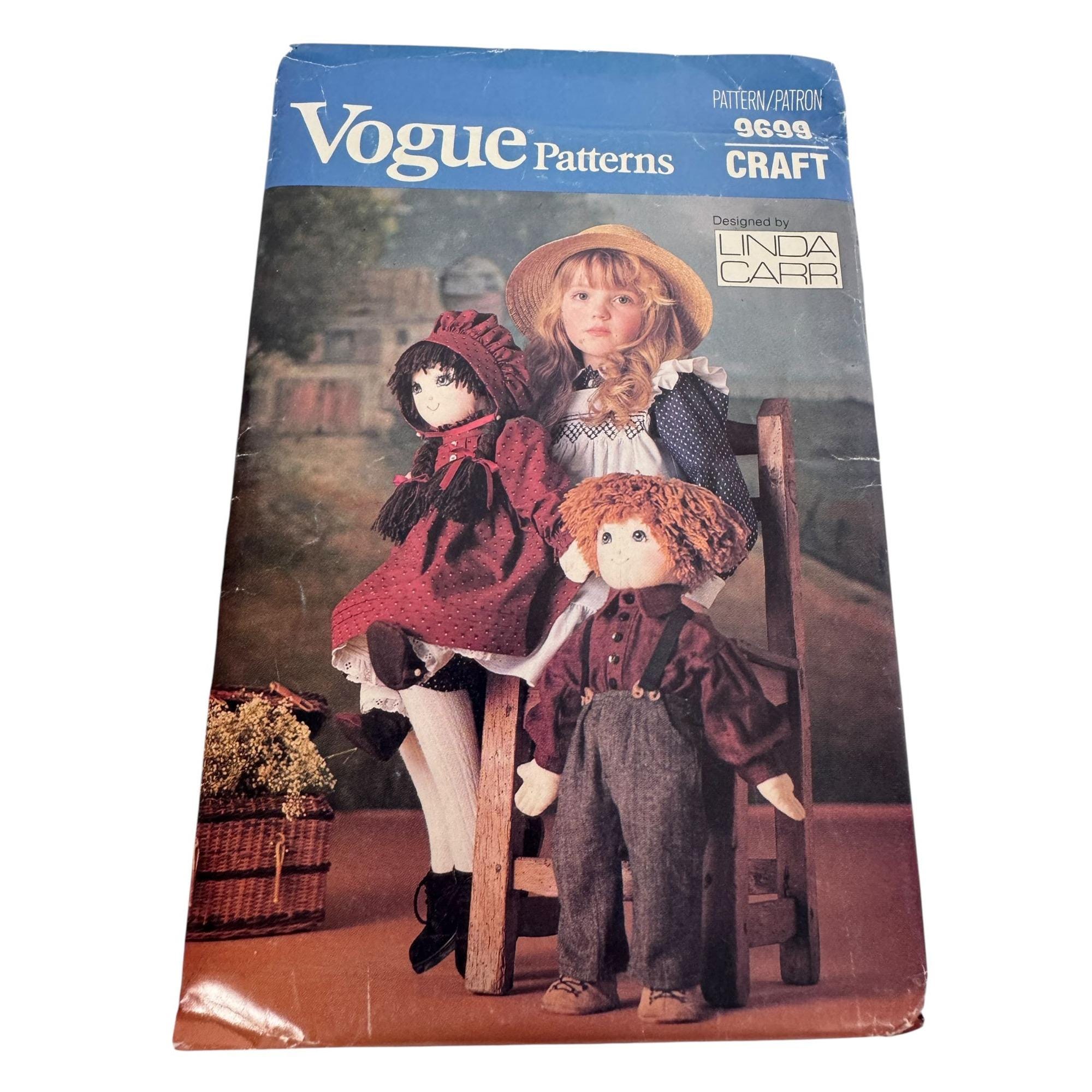 Vogue Sewing Pattern 9699 Doll Clothes Clothing Pioneer Early