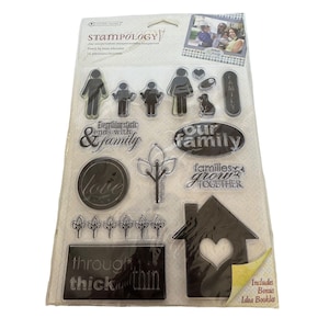 Sellos transparentes con tema familiar de 16 piezas Stampology de hojas de otoño Kezia Whitteker Love