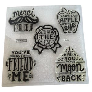 CTMH Acrylic Stamp Set You&#39;ve Got a Friend in Me Merci Beaucoup Words My Acrylix
