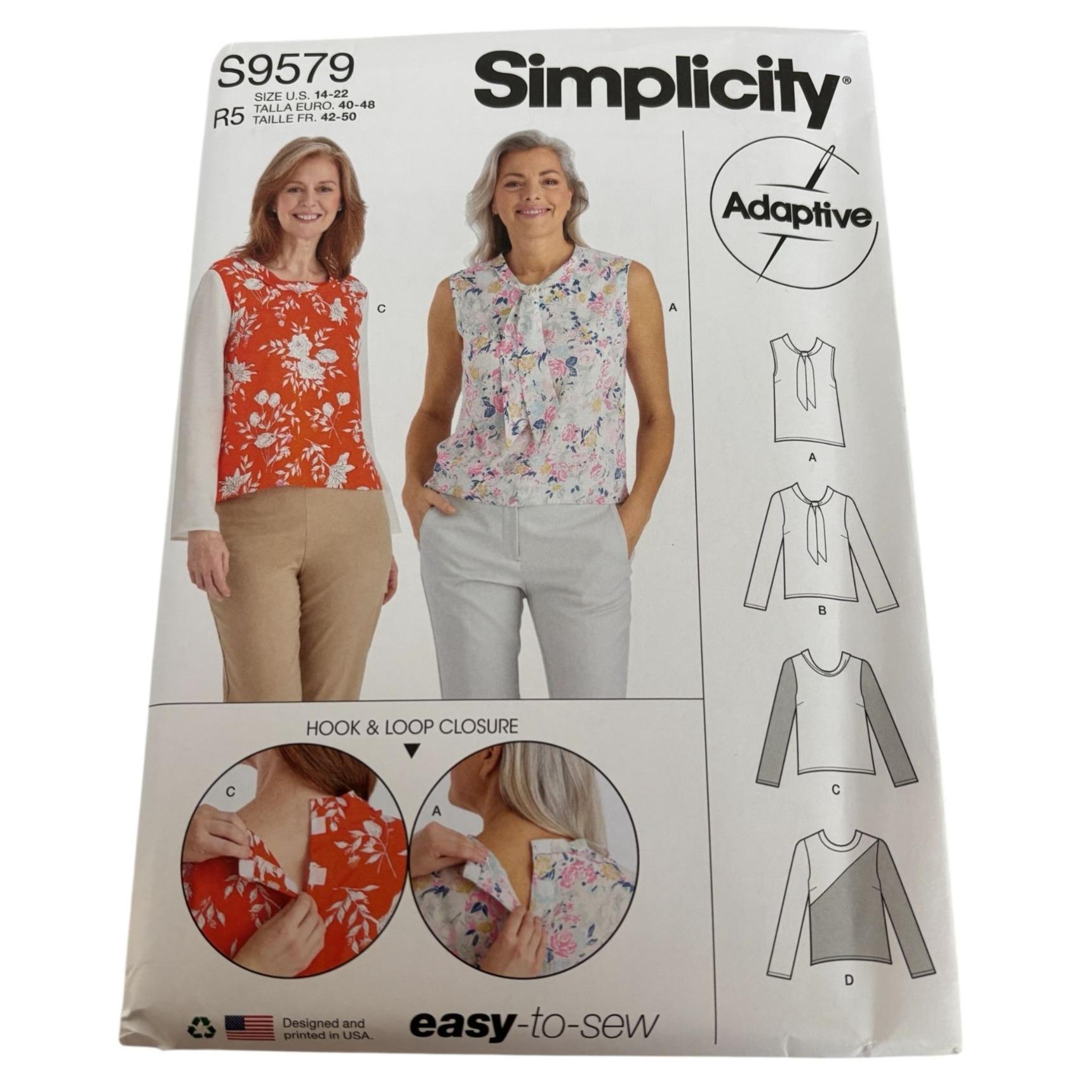 Simplicity Sewing Pattern S9579 Adaptive Top Shirt Blouse