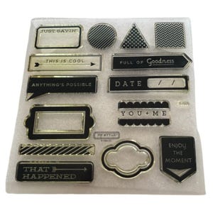 CTMH Acrylic Stamp Set Just Saying Date Polka Dots Chevron Shape Word My Acrylix