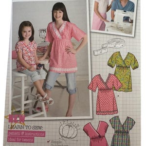 Simplicity Sewing Pattern 2437 Tween Girls Top Shirt Learn to Sew Sizes 7-14 UC
