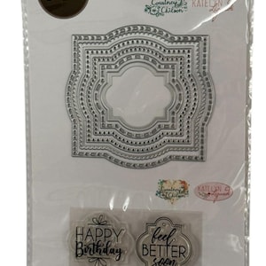 Sizzix Framelits 6 Dies 4 Clear Stamps Gelaagde Labels Frames Verjaardag Kaarten maken