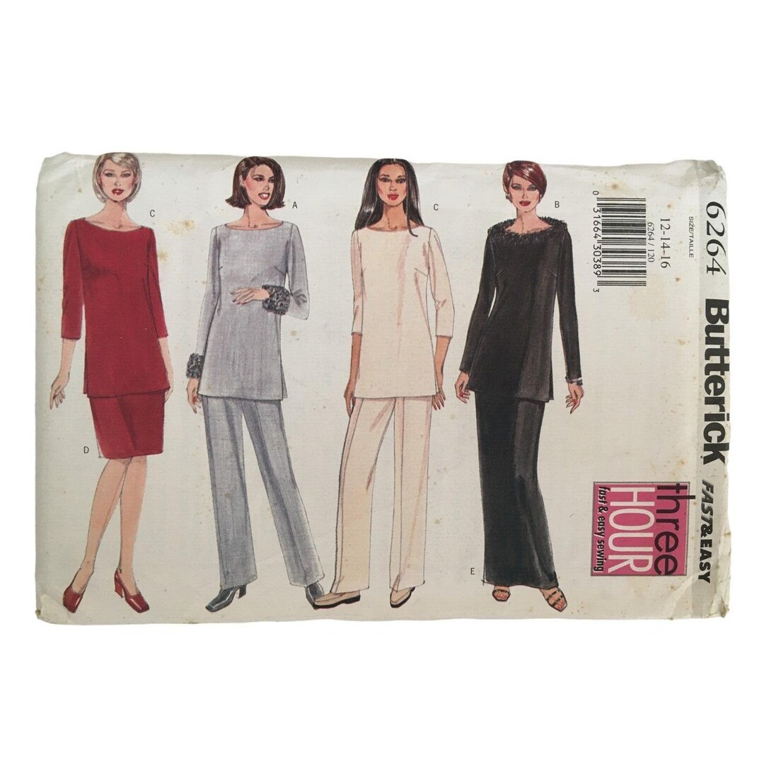 Butterick Sewing Pattern 6264 Misses Tunic Top Skirt Pants Career Work ...