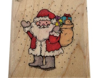 Hero Arts Rubber Stamp Snow Santa with Gift Sack Bag Holidays Christmas Small
