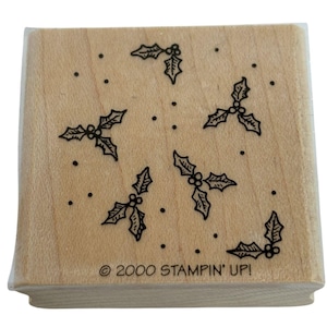 Stampin Up Rubber Stamp Christmas Holly Confetti Gift Tag Card Making Holidays
