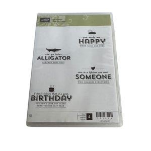 Juego de sellos de goma Stampin Up See Ya Later Alligator Birthday Palabras divertidas Feliz