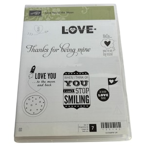 Stampin Up Love You To The Moon and Back Conjunto de carimbos de borracha Sentimentos românticos 7