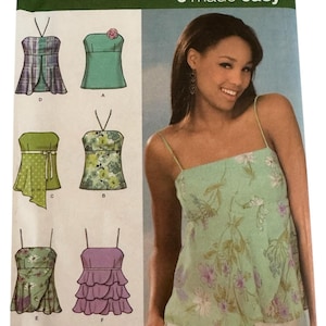 Patrón de costura Simplicity 4587 Blusa de tirantes para adolescentes, talla 12-18, verano UC