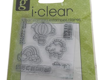 Studio G Clear Stamps Set Hot Air Balloon Rainbow Cheer Up Friendship Sentiments