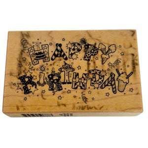 Tampon en caoutchouc PSX joyeux anniversaire fabrication de cartes mots sentiment lettres amusantes G-020