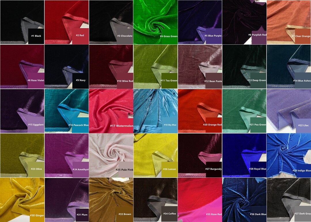 Pure Silk Velvet Fabrics by the Yard, Customized Length Silk Velvet