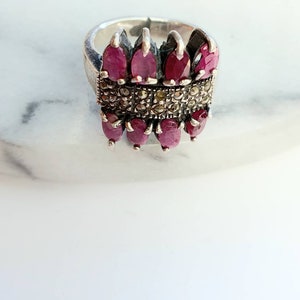 Vintage ruby ring,statement ring,gemstone ring,silver old ring,size 7US,gift for her,unique gift,ruby jewellery,red gemstone