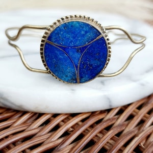 lapis lazuli cuff bracelet,vintage Afghan jewelry,watch cuff,genuine lapis,gift for her,unique round bracelet,boho,statement,ethnic,tribal