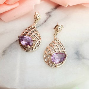 Silber Amethyst Ohrringe,Tropfen Frauen Ohrringe,Edelstein Ohrringe,elegante Ohrringe,elegante Ohrringe