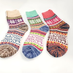 Calzini invernali spessi e caldi in lana, 3 paia di calzini nordici, calzini da donna colorati, comodi, di alta qualità, lavorati a maglia, regalo per lei, retrò, vintage