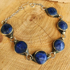 Vintage lapis lazuli bracelet,tribal,ethnic,antique style bracelet,kuchi,blue gemstone,gift for her,elegant bracelet,Afghan jewelry
