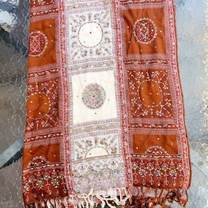 Thick long shawl, hand embroidered, real wool,long wide scarve,study blanket,prayer scarf,gift for all,comfy stole,multi colour,light weight